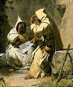 Carl Spitzweg Disputierende Monche painting